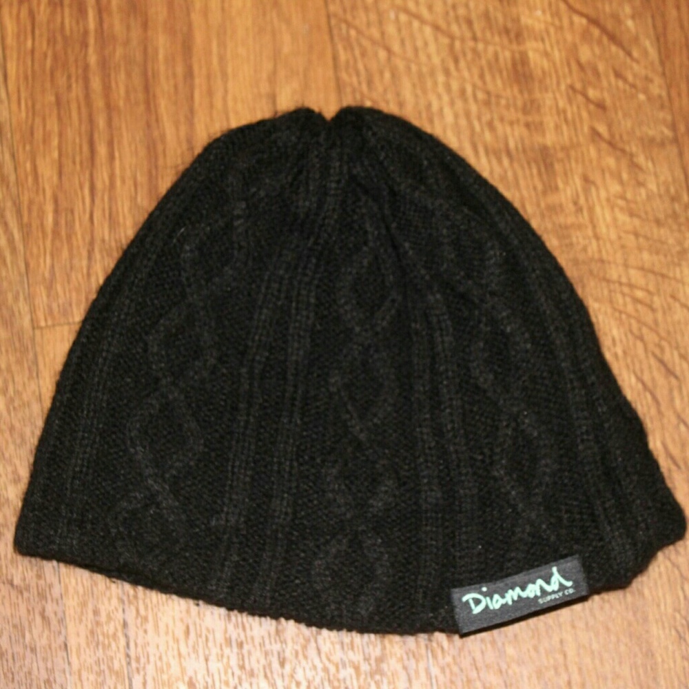 Diamond Supply Co Black Cable Knit Hat